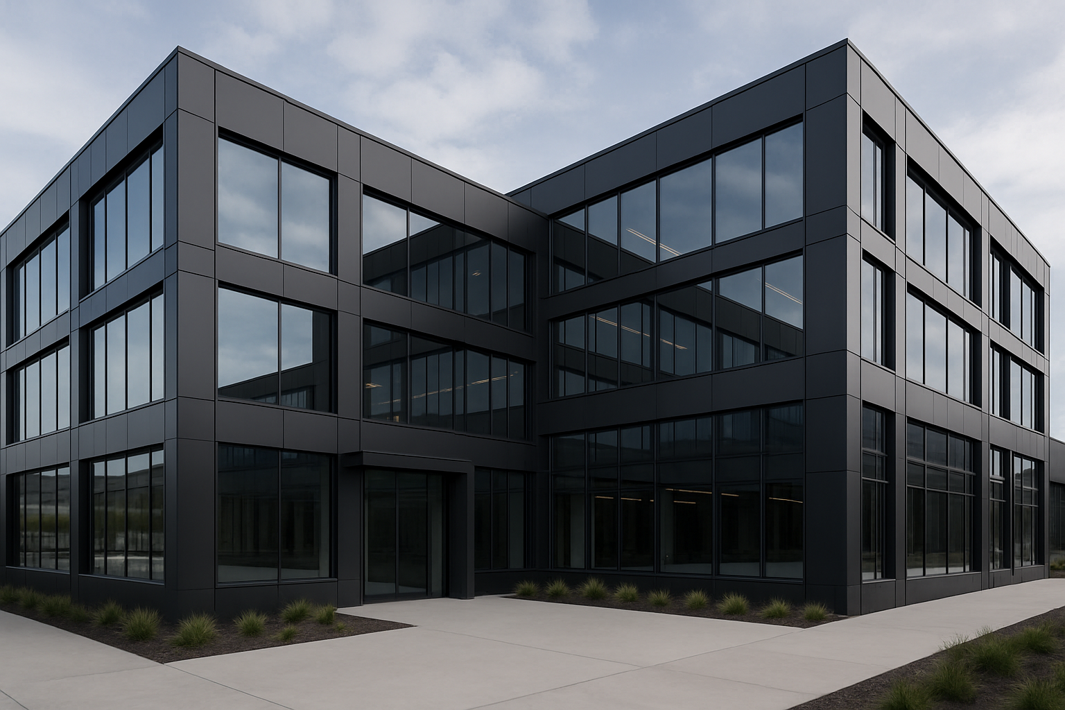 Aluminum facade on office building