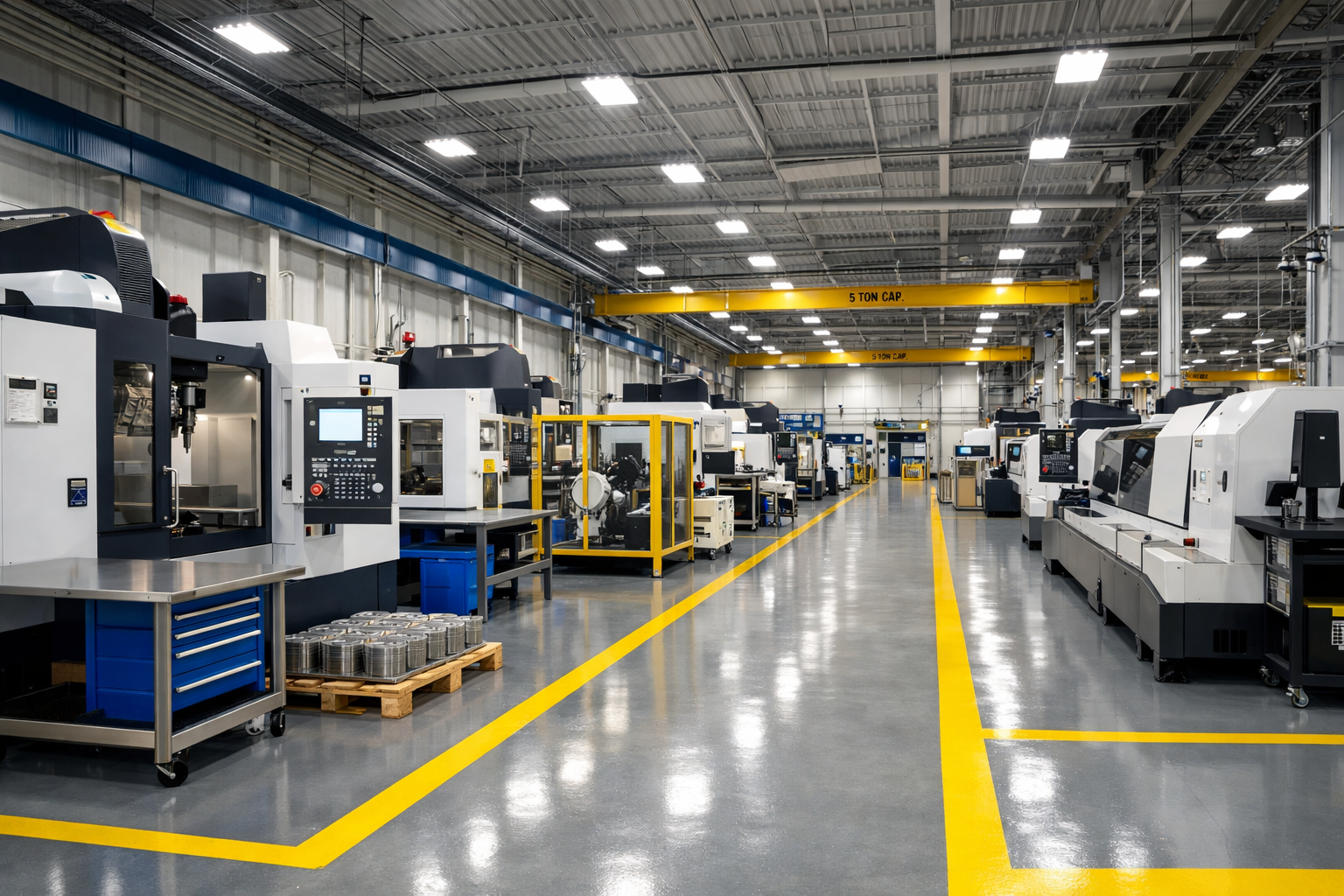 Clean, organized factory floor